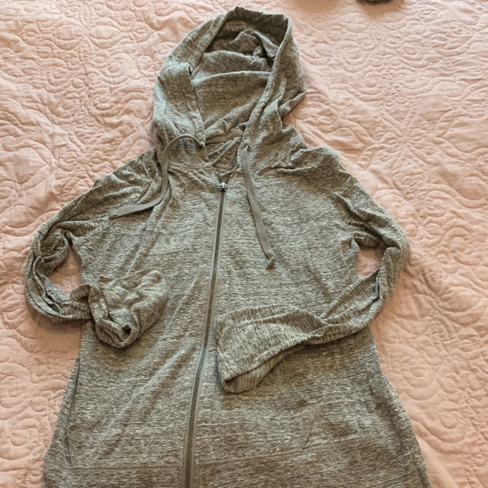 Zip up hoodie.